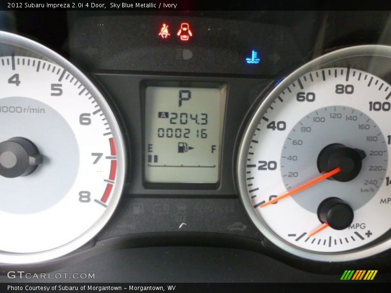 Sky Blue Metallic / Ivory 2012 Subaru Impreza 2.0i 4 Door
