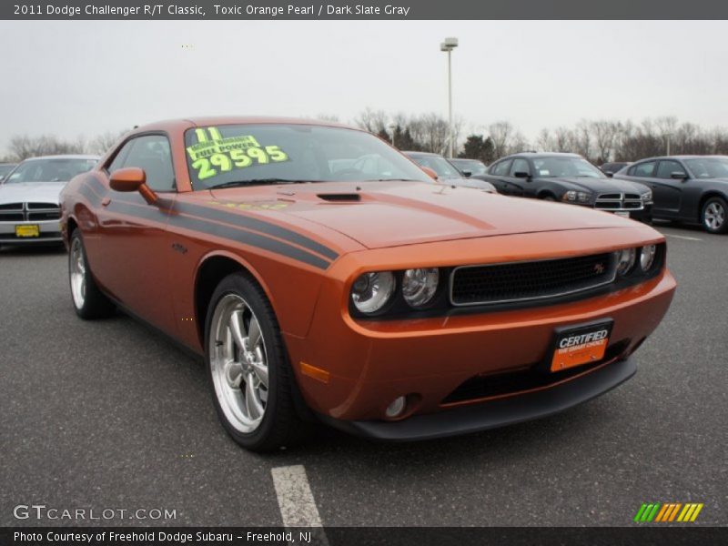 Toxic Orange Pearl / Dark Slate Gray 2011 Dodge Challenger R/T Classic
