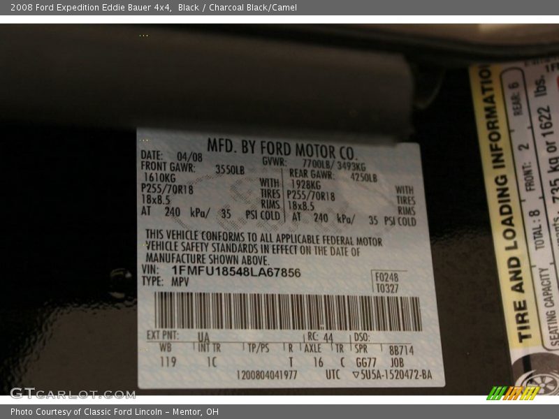 Black / Charcoal Black/Camel 2008 Ford Expedition Eddie Bauer 4x4