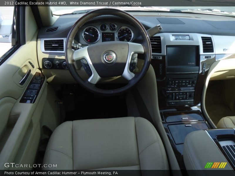 White Diamond Tricoat / Cashmere/Cocoa 2012 Cadillac Escalade Hybrid 4WD