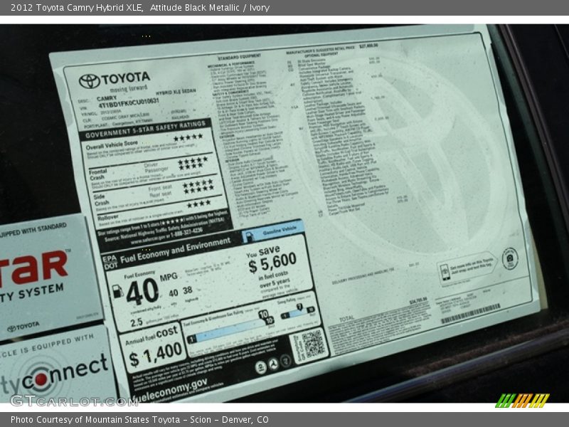 Attitude Black Metallic / Ivory 2012 Toyota Camry Hybrid XLE