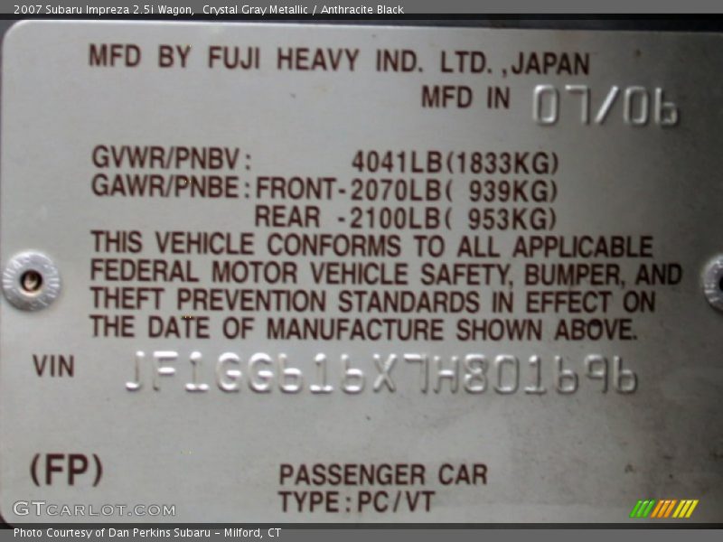 Crystal Gray Metallic / Anthracite Black 2007 Subaru Impreza 2.5i Wagon