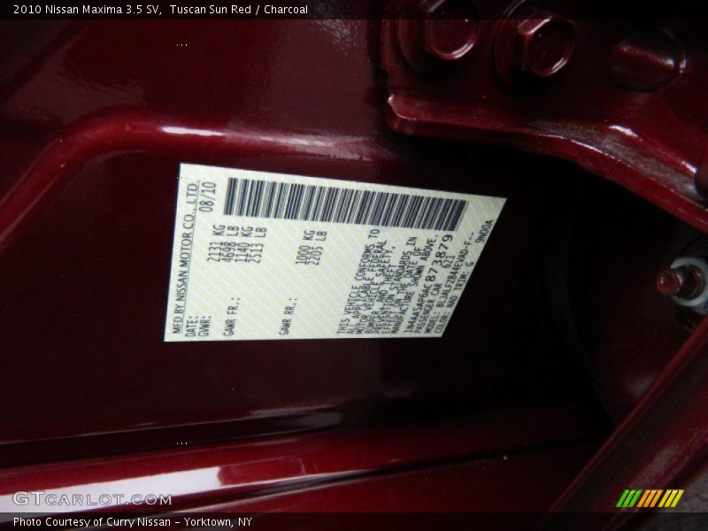Tuscan Sun Red / Charcoal 2010 Nissan Maxima 3.5 SV