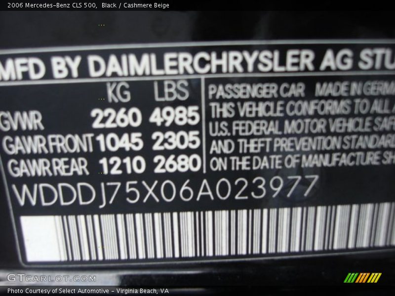 Black / Cashmere Beige 2006 Mercedes-Benz CLS 500
