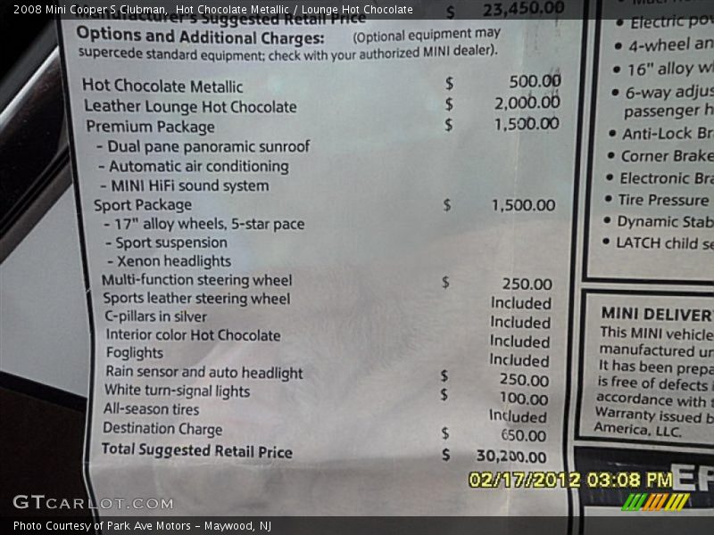 Hot Chocolate Metallic / Lounge Hot Chocolate 2008 Mini Cooper S Clubman