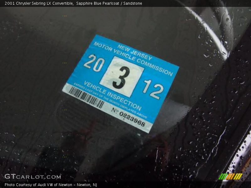 Sapphire Blue Pearlcoat / Sandstone 2001 Chrysler Sebring LX Convertible