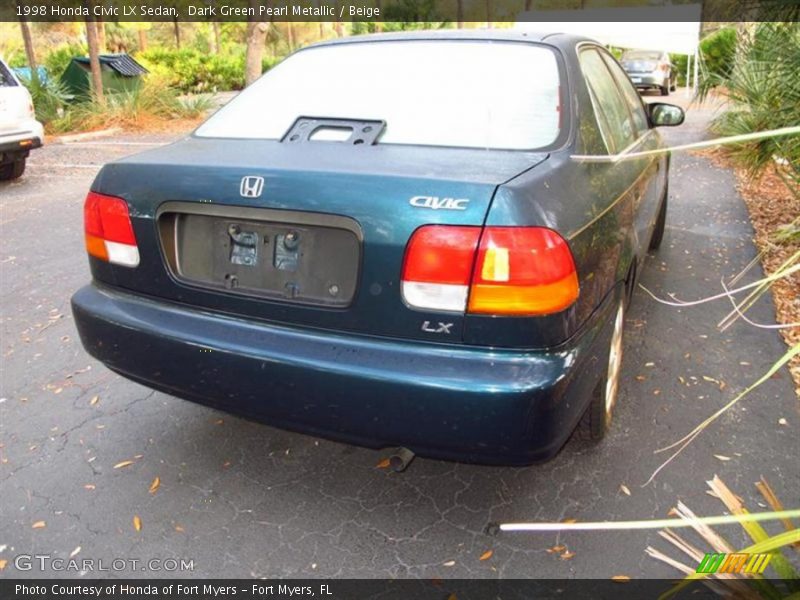 Dark Green Pearl Metallic / Beige 1998 Honda Civic LX Sedan