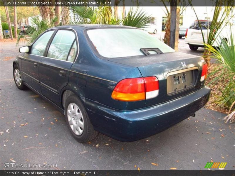 Dark Green Pearl Metallic / Beige 1998 Honda Civic LX Sedan