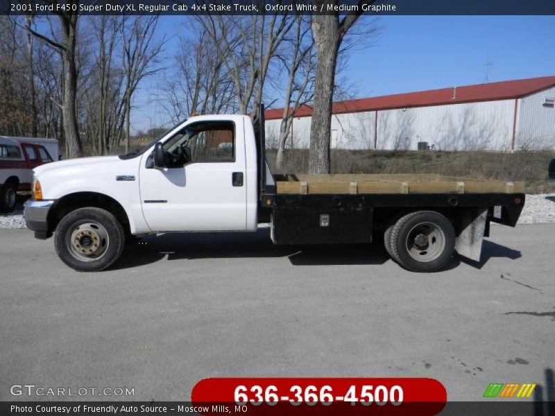 Oxford White / Medium Graphite 2001 Ford F450 Super Duty XL Regular Cab 4x4 Stake Truck
