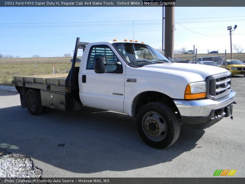 Oxford White / Medium Graphite 2001 Ford F450 Super Duty XL Regular Cab 4x4 Stake Truck