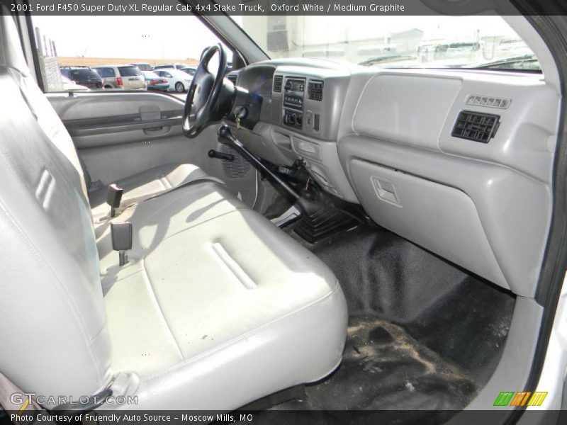 Oxford White / Medium Graphite 2001 Ford F450 Super Duty XL Regular Cab 4x4 Stake Truck