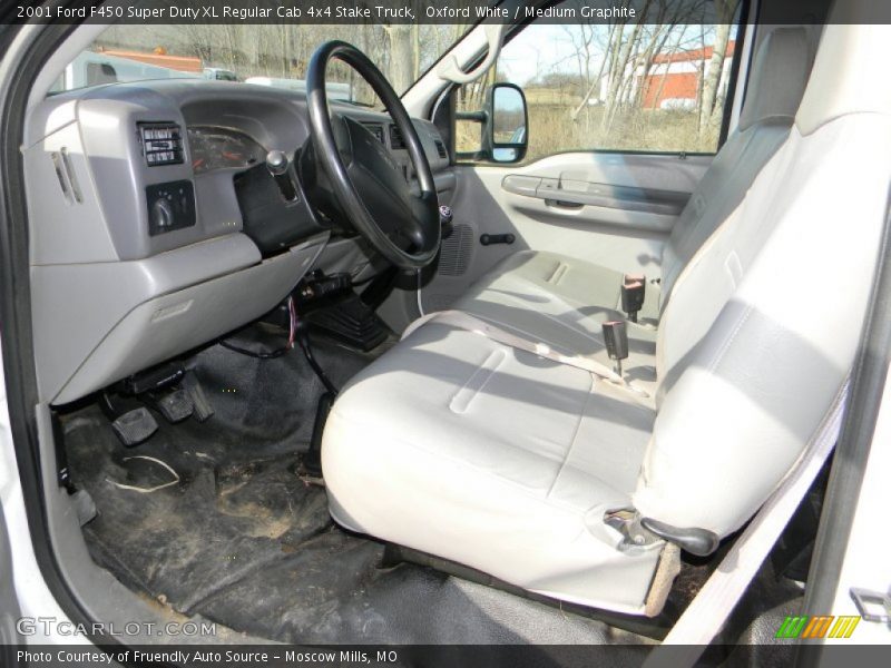 Oxford White / Medium Graphite 2001 Ford F450 Super Duty XL Regular Cab 4x4 Stake Truck