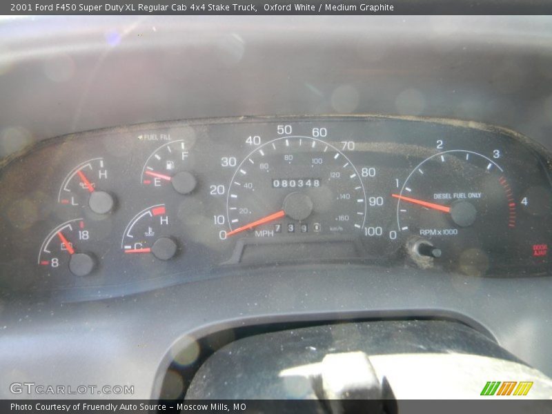 Oxford White / Medium Graphite 2001 Ford F450 Super Duty XL Regular Cab 4x4 Stake Truck