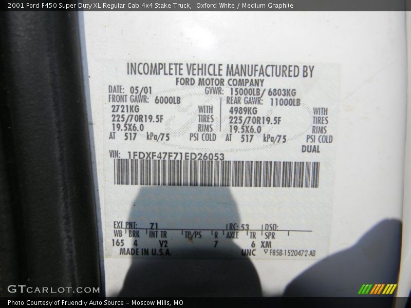 Oxford White / Medium Graphite 2001 Ford F450 Super Duty XL Regular Cab 4x4 Stake Truck