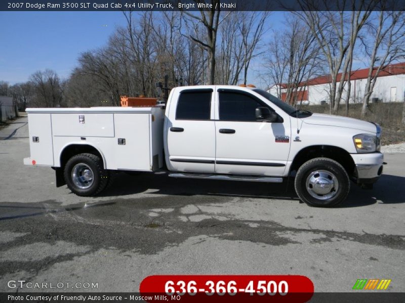 Bright White / Khaki 2007 Dodge Ram 3500 SLT Quad Cab 4x4 Utility Truck