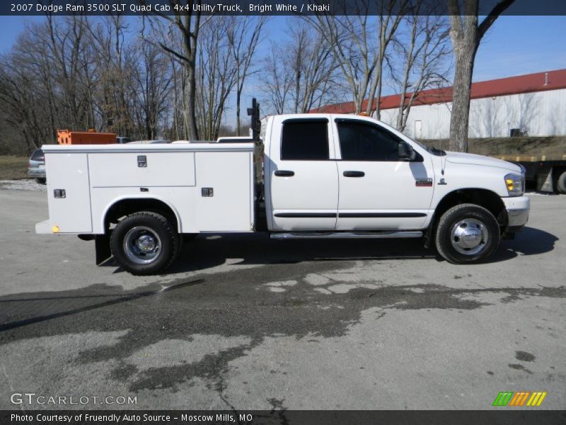 Bright White / Khaki 2007 Dodge Ram 3500 SLT Quad Cab 4x4 Utility Truck