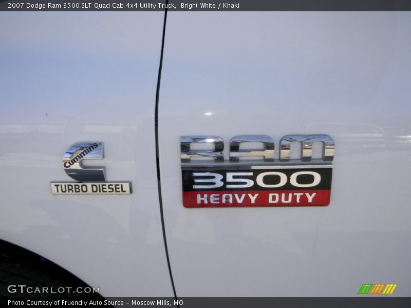 Bright White / Khaki 2007 Dodge Ram 3500 SLT Quad Cab 4x4 Utility Truck