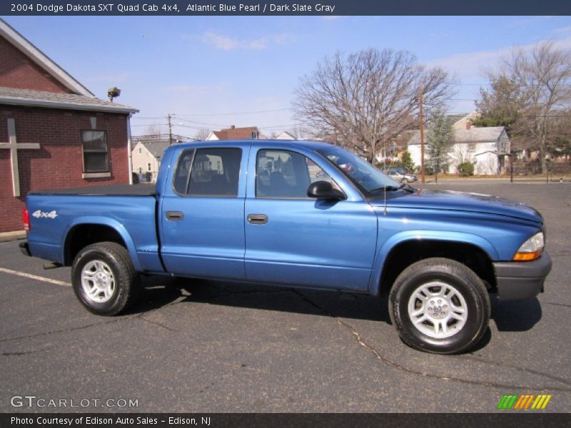 Atlantic Blue Pearl / Dark Slate Gray 2004 Dodge Dakota SXT Quad Cab 4x4