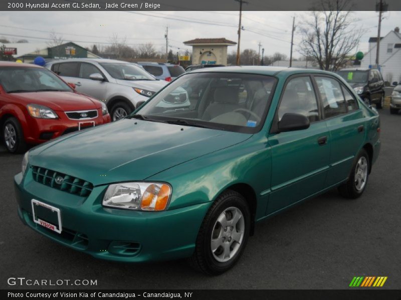 Jade Green / Beige 2000 Hyundai Accent GL Sedan
