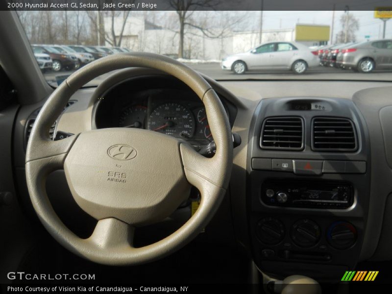 Jade Green / Beige 2000 Hyundai Accent GL Sedan