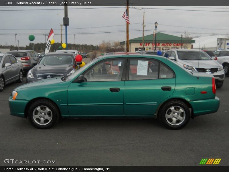 Jade Green / Beige 2000 Hyundai Accent GL Sedan