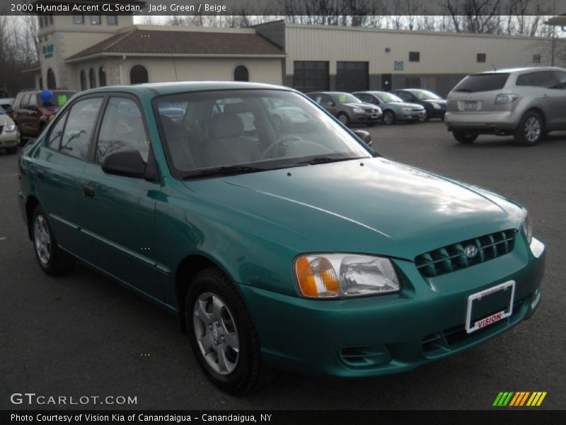 Jade Green / Beige 2000 Hyundai Accent GL Sedan