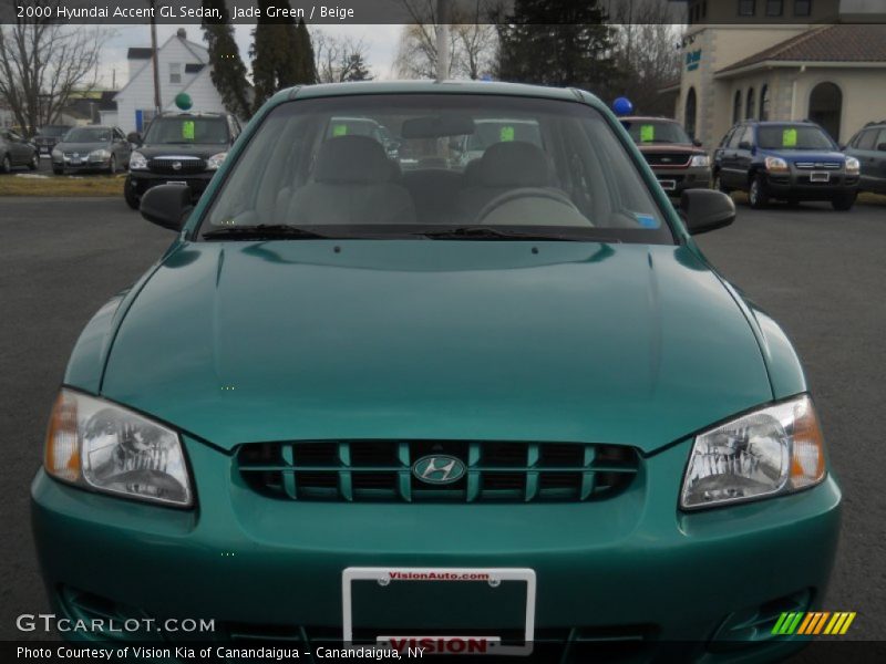 Jade Green / Beige 2000 Hyundai Accent GL Sedan