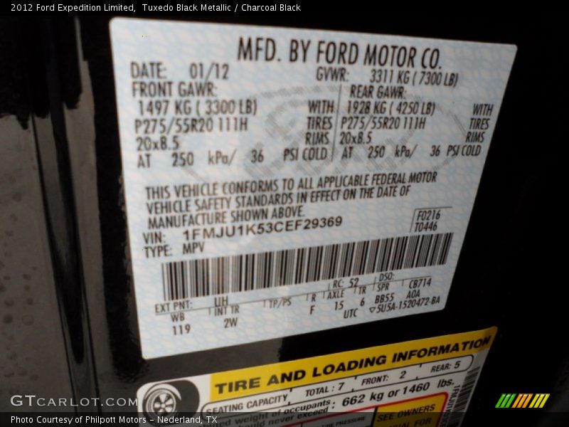 Tuxedo Black Metallic / Charcoal Black 2012 Ford Expedition Limited