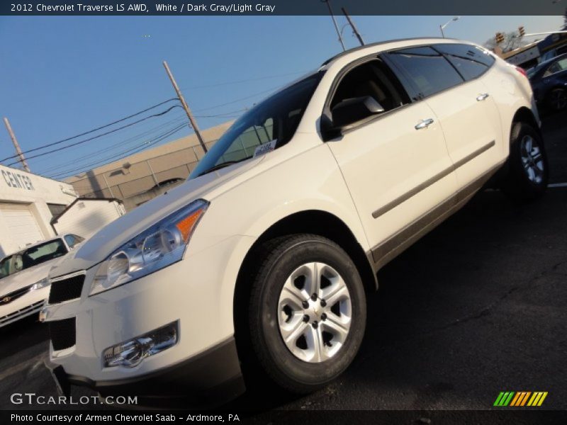 White / Dark Gray/Light Gray 2012 Chevrolet Traverse LS AWD
