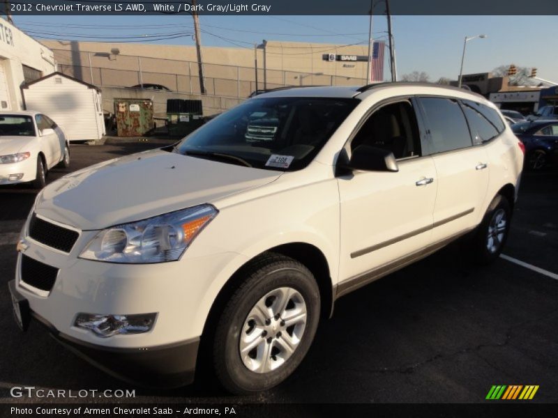 White / Dark Gray/Light Gray 2012 Chevrolet Traverse LS AWD
