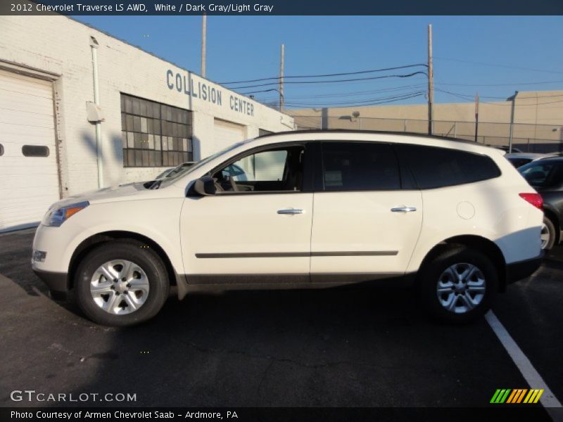 White / Dark Gray/Light Gray 2012 Chevrolet Traverse LS AWD
