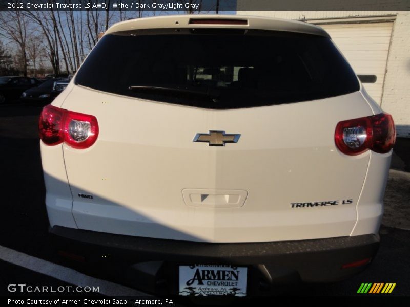 White / Dark Gray/Light Gray 2012 Chevrolet Traverse LS AWD