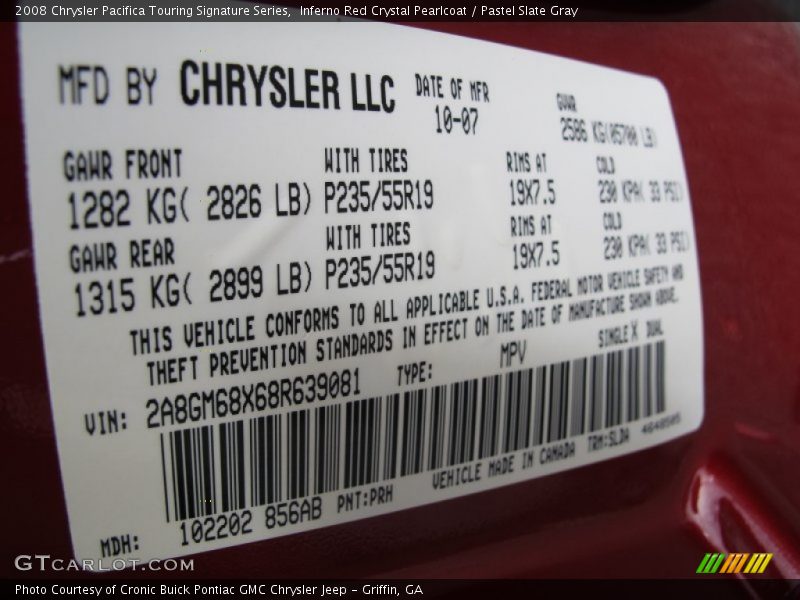 Inferno Red Crystal Pearlcoat / Pastel Slate Gray 2008 Chrysler Pacifica Touring Signature Series