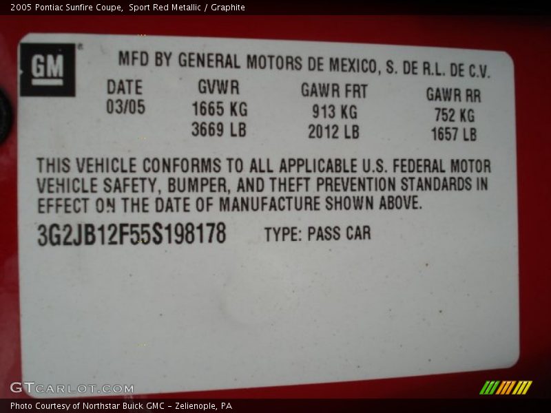 Sport Red Metallic / Graphite 2005 Pontiac Sunfire Coupe