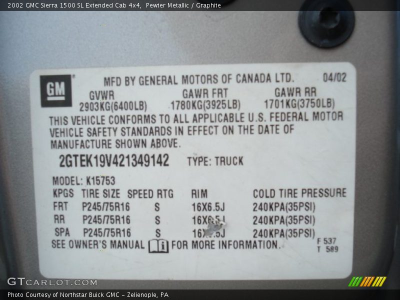 Pewter Metallic / Graphite 2002 GMC Sierra 1500 SL Extended Cab 4x4