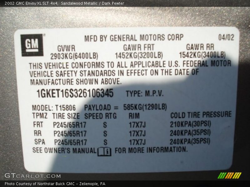 Sandalwood Metallic / Dark Pewter 2002 GMC Envoy XL SLT 4x4