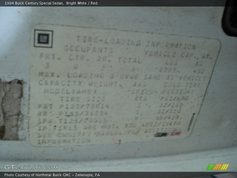 Bright White / Red 1994 Buick Century Special Sedan