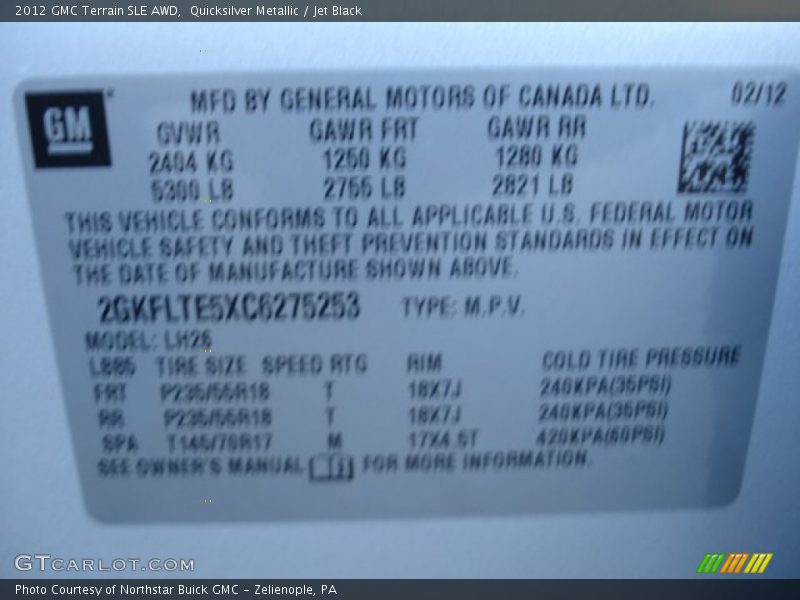 Quicksilver Metallic / Jet Black 2012 GMC Terrain SLE AWD