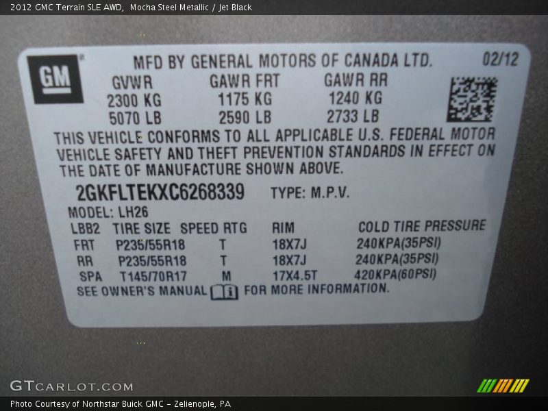Mocha Steel Metallic / Jet Black 2012 GMC Terrain SLE AWD