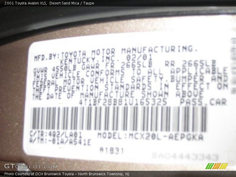 Desert Sand Mica / Taupe 2001 Toyota Avalon XLS