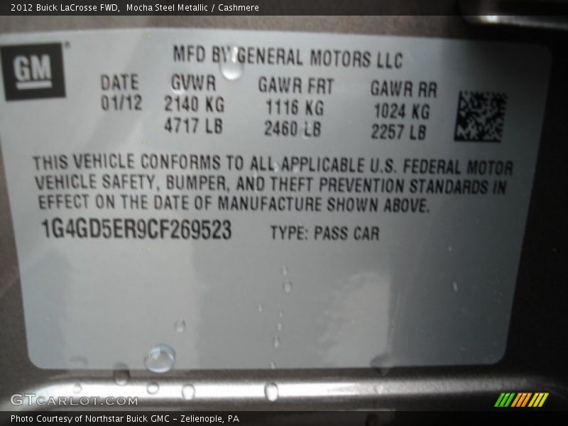 Mocha Steel Metallic / Cashmere 2012 Buick LaCrosse FWD