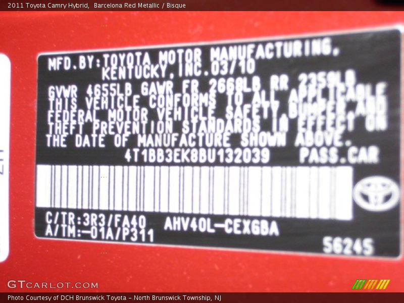 Barcelona Red Metallic / Bisque 2011 Toyota Camry Hybrid