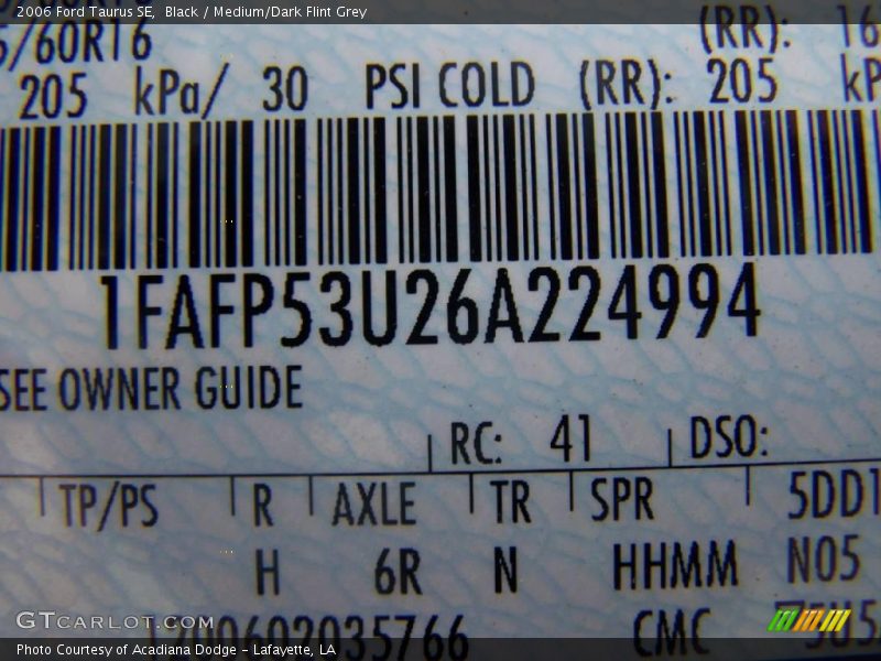 Black / Medium/Dark Flint Grey 2006 Ford Taurus SE
