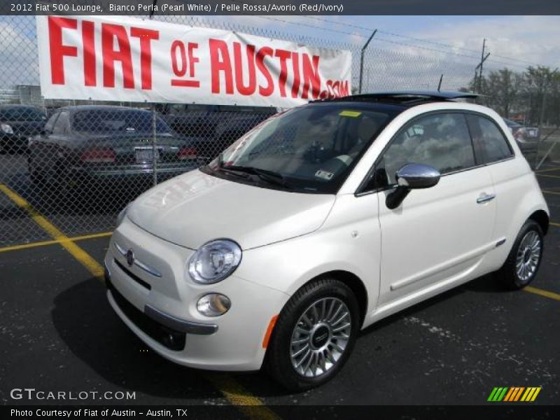 Bianco Perla (Pearl White) / Pelle Rossa/Avorio (Red/Ivory) 2012 Fiat 500 Lounge