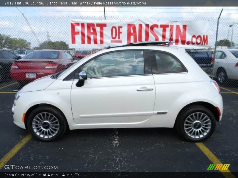 Bianco Perla (Pearl White) / Pelle Rossa/Avorio (Red/Ivory) 2012 Fiat 500 Lounge