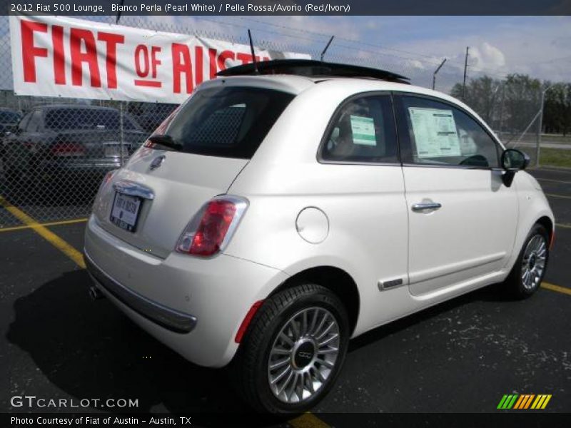 Bianco Perla (Pearl White) / Pelle Rossa/Avorio (Red/Ivory) 2012 Fiat 500 Lounge