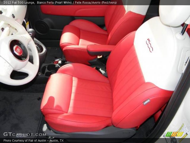 Bianco Perla (Pearl White) / Pelle Rossa/Avorio (Red/Ivory) 2012 Fiat 500 Lounge