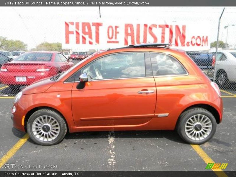 Rame (Copper Orange) / Pelle Marrone/Avorio (Brown/Ivory) 2012 Fiat 500 Lounge