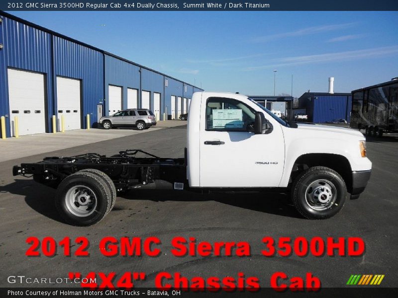 Summit White / Dark Titanium 2012 GMC Sierra 3500HD Regular Cab 4x4 Dually Chassis