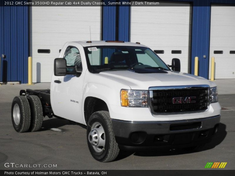 Front 3/4 View of 2012 Sierra 3500HD Regular Cab 4x4 Dually Chassis